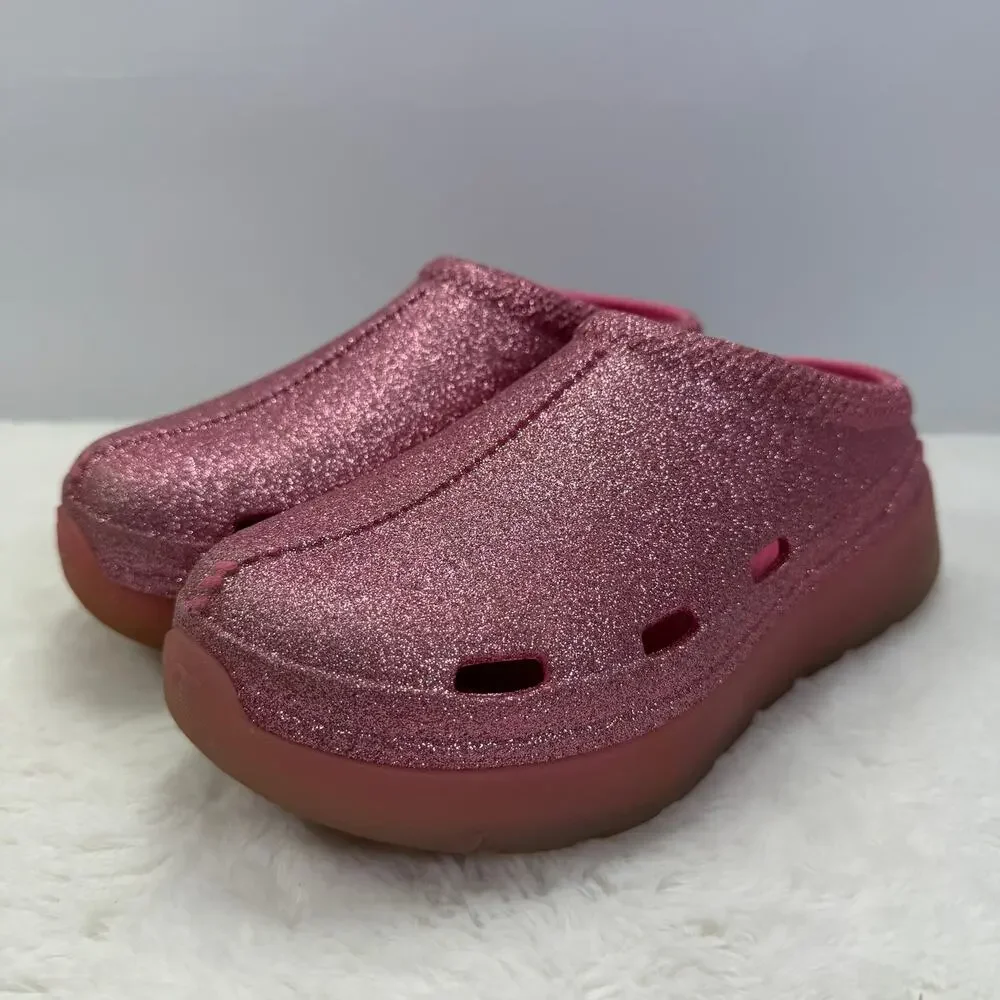 UGG Kids Tasman Sport Glitter Pink Slip-On Comfort Shoes Size 4